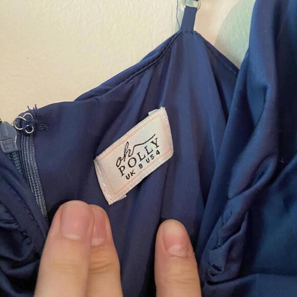 Oh Polly navy ruched mini dress - Picture 4 of 5